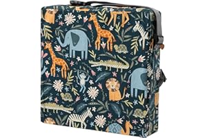 FANSU Enfant Réhausseur Coussin de Siège Chaise Haute avec Boucle de Sécurité, Dessin animé Impression Eponge Confortable Coussins pour Repas Voyage de Bébé Bambin Tout-Petit (Dinosaure)