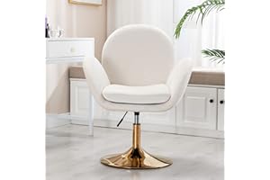 ‎WAHSON OFFICE CHAIRS Wahson Sessel Samt Drehstuhl höhenverstellbar Loungesessel Polsterstuhl mit goldenem Sockel Schminkstuhl für Schlafzimmer/Wohnzimmer/Schminktisch (Beige)