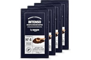 by Amazon Caffè Intenso macinato, Tostatura media, 1 kg (4 confezioni da 250 g) - Certificato Rainforest Alliance