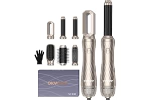 ‎OKWRAP OKWRAP Hair Styler, Airstyler set 6 In 1 Mit Rundbürstenföhn Haarstyler Warmluftbürste Thermal Brush Airflow Lockenstab Automatisch, Volumen Föhnbürste,Für Glätten, Trocknen, Volumen, Locken