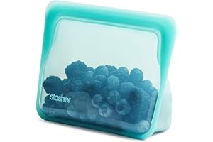 Stasher Borsa portaoggetti riutilizzabile in silicone per uso alimentare, color acqua (mini stand-up min), riduce la plastica monouso, per cucinare, conservare, conservare o congelare, a prova di