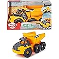 Dickie Toys Volvo Dump Truck, Toy Dump Truck with Freewheel, Movable Joint Axle Behind Cab, Movable Loading Area, Open Cab, 26 cm, Yellow/Grey