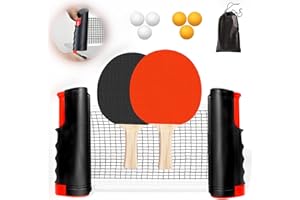 GMYPIC Filet ping Pong pour Table Raquette de ping Pong Set de ping Pong avec Filet ping Pong kit Table, 2 Raquettes de Ping Pong, 6 Balles,1 Sac, 1 Extensibles Filet,Set de Tennis de Table