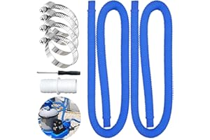 MINXIN Tuyau de Piscine 150cm Ø32mm, avec 4 Clips de Sécurité Métalliques, Bleu