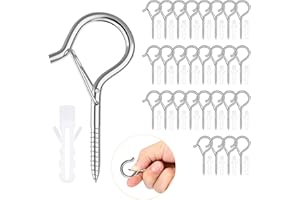 Ouprisks 28 Stück Schraubhaken, Haken zum Schrauben mit Sicherung, Deckenhaken für Hängepflanzenkörbe, Vogelkäfige, Lichterketten und Weihnachtsschmuck