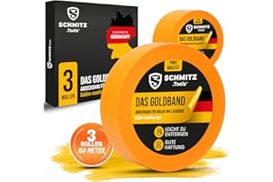 SCHMITZ.Tools Goldband Abklebeband Maler Profi (30mm x 50m) - 3x Malerklebeband für Malerarbeiten und Renovierungen - Abdeckband Maler Klebeband zum Streichen, Lackieren - Malerband 30mm