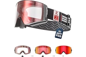 KAPVOE Masque de Ski avec Lentilles Photochromiques & Colorées - Anti-Buée UV400 Lentilles Magnétiques OTG - Compatible avec Casque pour Hommes Femmes K721