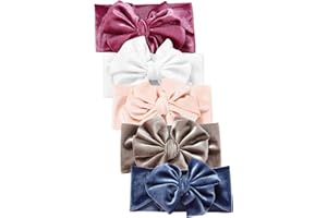 Hocaies Fasce Bambina Neonata Elastica Fascia Neonato Fasce per Bambini Fiocchi Fasce Capelli Bambina Fascia Bambina Accessori Fasce (5 Pezzi - F)
