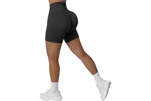 RXRXCOCO Damen Blickdicht Nahtlose High Waisted Kurze Sporthose Gym Sport Shorts Kurze Laufhose Radlerhose