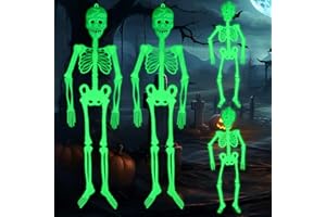 Mulevip Halloween Scheletro luminoso 4pcs decorazioni da appendere, forma rotante per feste esterne