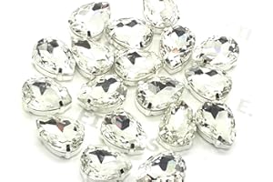 EIMASS LONDON BASED COMPANY Swarovski Alternative, EIMASS® Exquisite Multi Shape Sew on Glue on Point Back Glass Crystals in Silver Settings