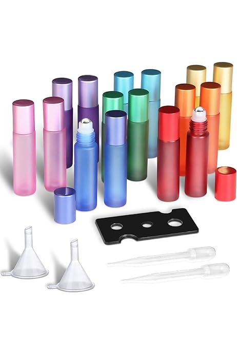 12 Bottiglie Roll-On 5ml Per Oli Essenziali - Vetro Colorato, Con Sfera Acciaio, Accessori - Foto 7