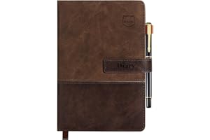 MIAOKE Notatnik A5, skórzany pamiętnik w linie, 300 stron, luksusowy długopis w zestawie, profesjonalny notatnik w twardej oprawie do biura, podróży, biznesu