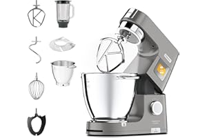 ‎KENWOOD Kenwood Titanium Chef Patissier XL KWL90.034SI – Küchenmaschine mit integrierter Waage & 7 L Rührschüssel mit Wärmefunktion, 1400 Watt, inkl. 4-teiligem Patisserie-Set, silber