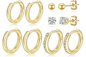 MOROTOLE 4 Paia Di Orecchini A Cerchio In Argento Sterling Per Donna S925 Orecchini A Cerchio Piccoli Con Zirconi Ipoallergenici Orecchini Di Cartilagine Minuscoli Per Ragazza Argento Huggie Orecchini Cerchio