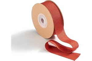 MORSUNBELA - Nastro decorativo in seta per matrimoni o regali, terracotta, 2,5 cm x 23 m