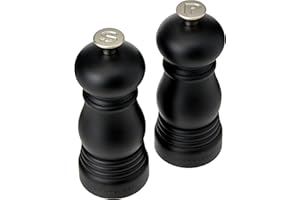 Le Creuset Set de Mini Molinillos de Sal y Pimienta, Plástico ABS, Mecanismo de Cerámica, Anticorrosión, Negro Mate, 44900110000000