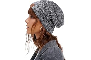 LVAIZ Winter Knit Beanie for Women Satin Lined Cable Thick Chunky Cap Mens Soft Slouchy Warm Hat