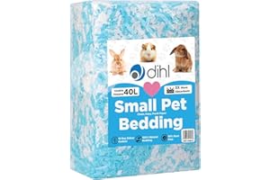 Dihl 40 litros, azul, ropa de cama de papel superabsorbente para animales pequeños, absorbe 6 veces su peso en líquido, hámster, ratón, rata, conejo, jerbo de cobayas, sustrato - 40 l