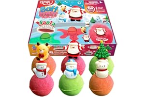 ZIMPLI KIDS ZIMPLI - 6 Bombes de Bain Surprises du Père Noël, 6 Jouets Surprises de Noël à l'intérieur, Cadeau de Noël pour Les Enfants, Cadeau de Noël pour Les garçons et Les Filles