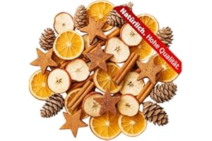‎NADECO NaDeco Weihnachts-Potpourri 250g, Weihnachtsdeko, Adventskranz Deko Set, Weihnachten Dekoration Bastelset, Adventsdeko Gesteck mit Zimtstangen Orangenscheiben Apfelscheiben Tannenzapfen Kokossternen