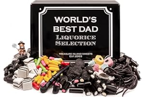 Worlds Best Dad - Retro Liquorice Hamper (Classic Black Hamper With World's Best Dad Branding & Gift Label) by Treasure Island Sweets