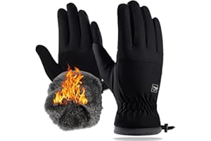 Yobenki Thermal Gloves for Men Women, Winter Running Gloves Thickened Fleece Lining Snow Warm Gloves Cold Weather, Windproof Touchscreen Gloves for Ski Cycling Driving