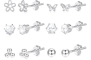 KISSPAT Ohrstecker Creolen Set für Damen, Hypoallergenes Ohrstecker glänzende Kleines Creolen für empfindliche Ohren, Ohrringe set für mehrere Piercings