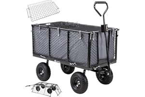 Miweba Bollerwagen MB-550 | Capacité de Charge de 550 kg - Bâche Amovible - Parois Pliables - Roues pneumatiques - Volume de 190 L - Brouette de Jardin - Chariot de Transport (Gris)