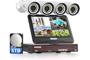 Hiseeu 5MP 8CH PoE Kit Caméra de Surveillance Extérieure, Kit Vidéo Surveillance avec 3To NVR, 4X5MP Caméra IP PoE, Audio Bidirectionnel, Vision Nocturne Couleur, Accès à Distance, Enregistrement 24/7