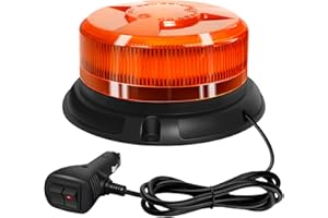 AnTom rotating beacon 9 flash pattern 12V 24V orange warning light led magnet with 3 Meters cable for car truck tractor golf cart SUV