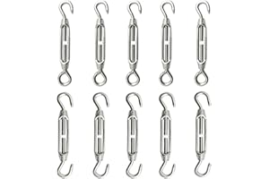 XWCHASA 10Pcs M4 Edelstahlspanner, Spannschloss 304 Edelstahl Haken und Ösenverstellbares Spannschloss für hohe Beanspruchung Spannschloss Haken und Augen Set