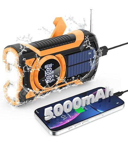 Radio Solaire D'Urgence Ailgely à Manivelle - FM/AM/NOAA, Lampe De Poche 3 LED, Batterie 2000 MAh - Parfaite Pour Randonnée, Camping Et Situations D'Urgence