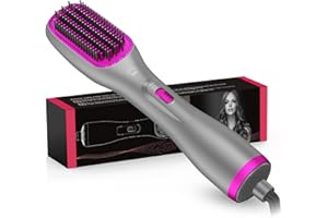 APOKE 3 in 1 Hair Dryer Brush & Straightener Brush, Professional 1200W Powerful Ceramic Tourmaline Ionic Hot Air Brush, 3 Heat/2 Speed Settings One Step Hair Dryer and Styler for All Hair Types