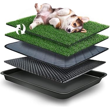 Hunde-Kunstrasen-Pad Mit Tablett Für Welpentöpfchentraining – Waschbar, Für Drinnen & Draußen