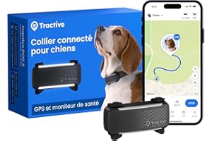 Tractive – Collier GPS pour chien | 2025 Édition | Leader du marché | Localisation en direct | Alertes anti-fugue | Moniteur d'activité et d'aboiements | Alertes de santé (Noir)