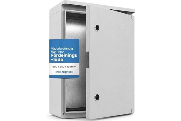 BOXEXPERT fördelningsbox utomhus vattentät med regntak [skyddsklass IP65, ABS-plast] 500 x 350 x 195 mm (Fleet Roof-serien) grå | växelskåp på utsidan