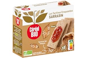 Céréal Bio Tartines Craquantes Sarrasin Bio – Sans Gluten, Riche en Fibres et Saveurs Authentiques – Idéal Tartines Saines, Apéritif ou Snack Léger – 145g (3 sachets fraîcheur)