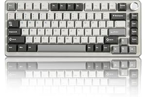 YUNZII B75 PRO Tastiera Meccanica Senza Fili, 75% Gaming Keyboard Guarnizione Hot Swap Custom Keyboard Con Manopola, Pre-lubrificato Interruttori RGB, BT/Tipo-C/2.4G (Gray, Cocoa Cream V2 Switch)
