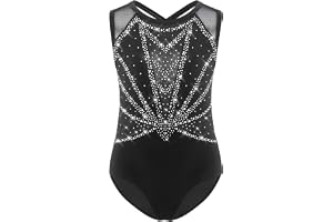 Miaeowve Balettkläder flicka body jersey barn strass glänsande akrobatik kostym ärmlös dansbody gymnastik snurra leotard cut out dansoverall kort