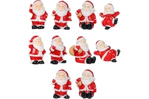 Ciieeo Mini Santa Claus Statue, 10pcs Small Santa Claus Ornament for Doll House Micro Scene, Cute Resin Christmas Tabletop Decor for Home, 1.3x0.8in, Mixed Style