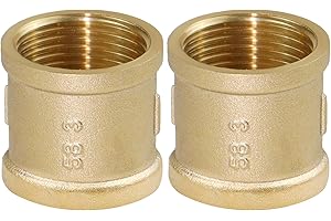 BEASAFY 2 Pièces Raccord 1 Pouce Manchons en Laiton, Manchon en Laiton 1 Pouce Filetage Femelle, Manchon Double Femelle, Fileté Interne Mamelon Connecteur pour Raccordement de Tuyau