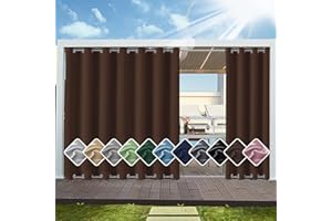 ‎HAITAOSY Outdoor Vorhang Wetterfest mit ösen Oben und Unten (Nach Mass), Wasserdicht Wetterfest Vorhang Sonnenschutz Sichtschutz Gardine für Außen Terrasse Balkon Vorhalle, 1 Stück 255X215cm Kaffee Farbe