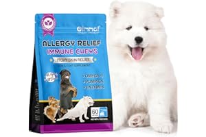 HUNELAER Itch and Immune Chews for Dogs,Dog Allergy Relief Treats,Soothe Itchy Skin,Paws,Eyes,Ears,Supports Seasonal Itching,Licking,Sneezing,Redness,Chewing Paws,for All Breeds Sizes Peking Duck 60