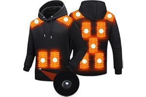 NEEMOSI Beheizbarer Hoodie für Herren Damen Elektrische Beheizte Heizweste Kapuzenpullover Sweatshirt 11 Heizzonen LED-Display Oversize Casual