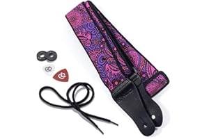 KLIQ MUSIC GEAR KLIQ Vintage Woven Guitar Strap for Acoustic and Electric Guitars | '60s Jacquard Weave Hootenanny Style | 2 Rubber Strap Locks Included