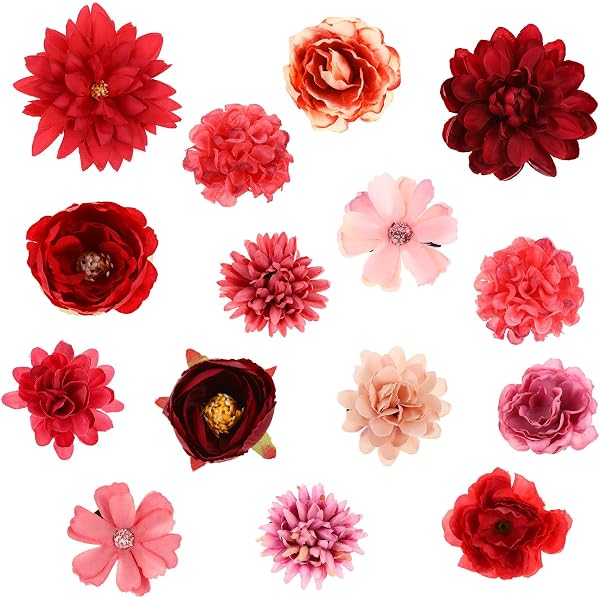 2 Pfingstrosen-Haarspangen – Großer Fascinator, Rot & Schwarz, Mit Klammer & Brosche, Für Hochzeit & Party