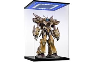 Huijintao Vitrine pour Collection, Boite Acrylique, Vitrine Figurine Transparent, Vitrine Acrylique en Verre pour Collection, Figurine, Voitures Miniatures | avec éclairage LED (15x15x20 cm)