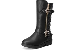 DREAM PAIRS Girls' Knee-High Boots with Side Zippers Warm Plush Lining for Autumn and Winter Easy-to-Slip-On Fashion Boots