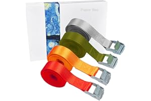 ULVBABI Ratchet Tie Down Straps, 4 x 250KG Break Strength Heavy Duty Lashing Straps, Adjustable Cam Buckle Tensioning Belts for Motorcycle, Cargo, Trucks, Trailer, Luggage (4Pack, 3M x 2.5cm)